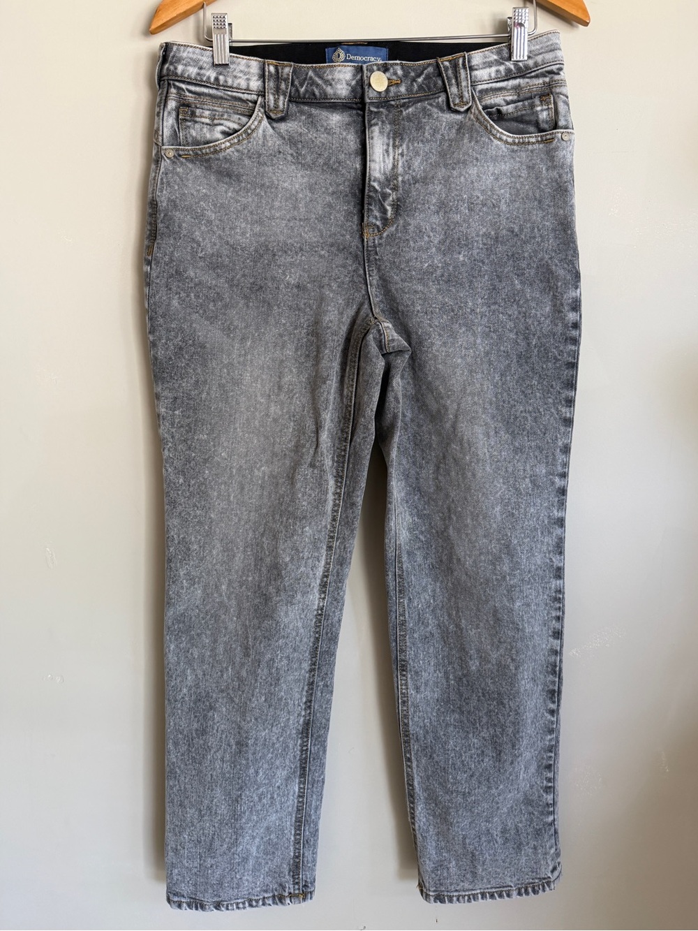 Democracy "Ab"solution 8 High Rise Straight Leg Jeans Grey Acid Wash slimming